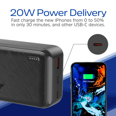 УМБ Energizer 30000mAh 22.5W PD, USB-А, 2хUSB-C Black УМБ Energizer 30000mAh 22.5W PD, USB-А, 2хUSB-C Black