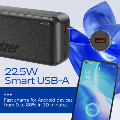 УМБ Energizer 30000mAh 22.5W PD, USB-А, 2хUSB-C Black УМБ Energizer 30000mAh 22.5W PD, USB-А, 2хUSB-C Black