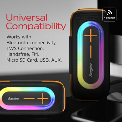Акустична система 1.0 Energizer 20Вт Bluetooth 5.2/MicroSD/USB/AUX/FM,IPX65, 360° Sound чорна Акустична система 1.0 Energizer 20Вт Bluetooth 5.2/MicroSD/USB/AUX/FM,IPX65, 360° Sound чорна