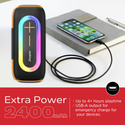 Акустична система 1.0 Energizer 20Вт Bluetooth 5.2/MicroSD/USB/AUX/FM,IPX65, 360° Sound чорна Акустична система 1.0 Energizer 20Вт Bluetooth 5.2/MicroSD/USB/AUX/FM,IPX65, 360° Sound чорна