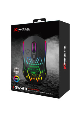 Мишка XTRIKE ME GW-611, ігрова бездротова 8000dpi., 7кн., RGB, чорна
