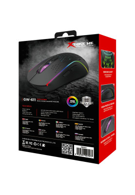 Мишка XTRIKE ME GW-611, ігрова бездротова 8000dpi., 7кн., RGB, чорна