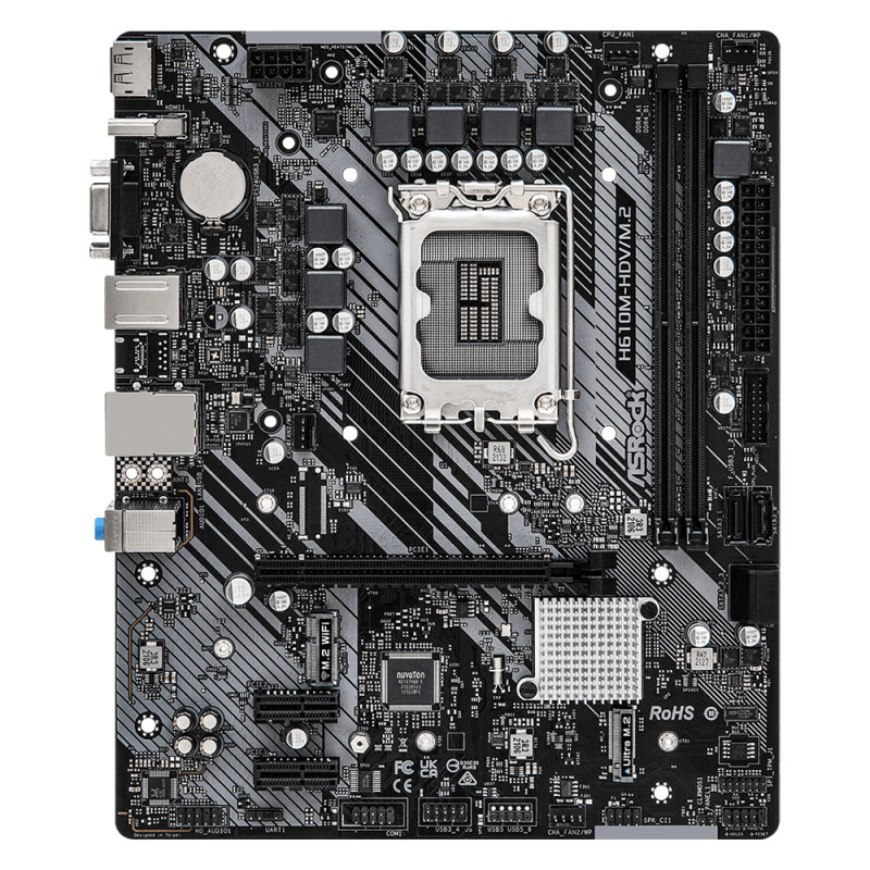 Материнська плата ASRock H610M-HDV/M.2 (1700/H610, 2*DDR4, 1xPCIex16, HDMI/DVI/VGA, 4xSATAІІІ, M.2, GLan, 7.1ch, mATX)