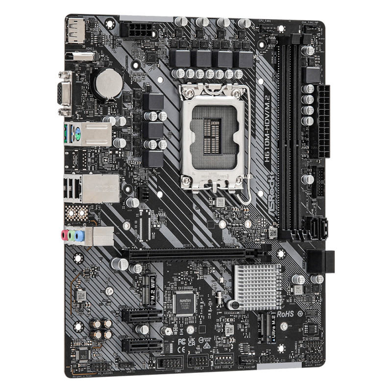 Материнська плата ASRock H610M-HDV/M.2 (1700/H610, 2*DDR4, 1xPCIex16, HDMI/DVI/VGA, 4xSATAІІІ, M.2, GLan, 7.1ch, mATX)