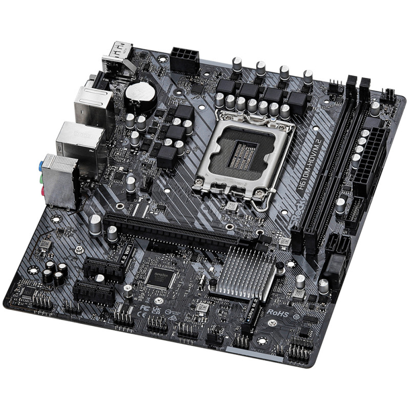 Материнська плата ASRock H610M-HDV/M.2 (1700/H610, 2*DDR4, 1xPCIex16, HDMI/DVI/VGA, 4xSATAІІІ, M.2, GLan, 7.1ch, mATX)