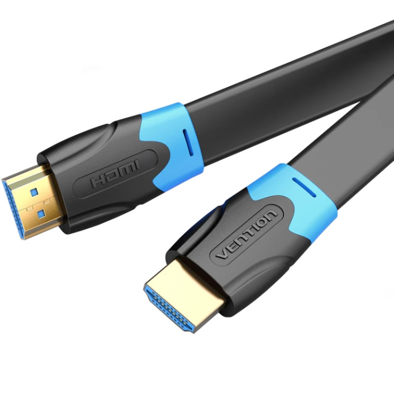 Кабель HDMI M - M, 10.0м, Vention, V2.0, 4K 60Гц, PVC Flat Design, Black
