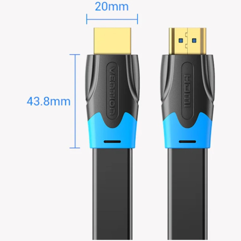 Кабель HDMI M - M, 10.0м, Vention, V2.0, 4K 60Гц, PVC Flat Design, Black