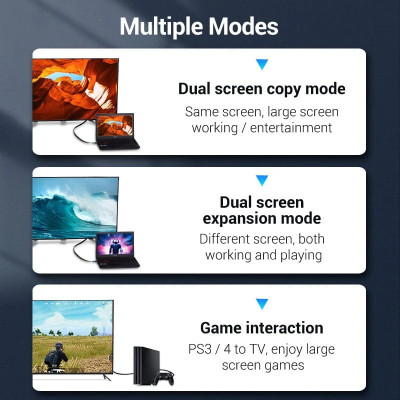 Кабель HDMI M - M, 10.0м, Vention, V2.0, 4K 60Гц, PVC Flat Design, Black
