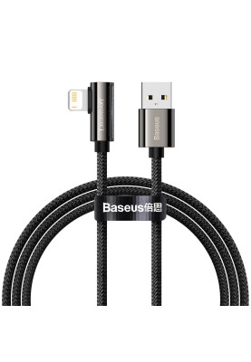 Кабель USB AM-Lightning M, 1 м, 2.4A, 90° Чорний, Legend Series Elbow CALCS Baseus