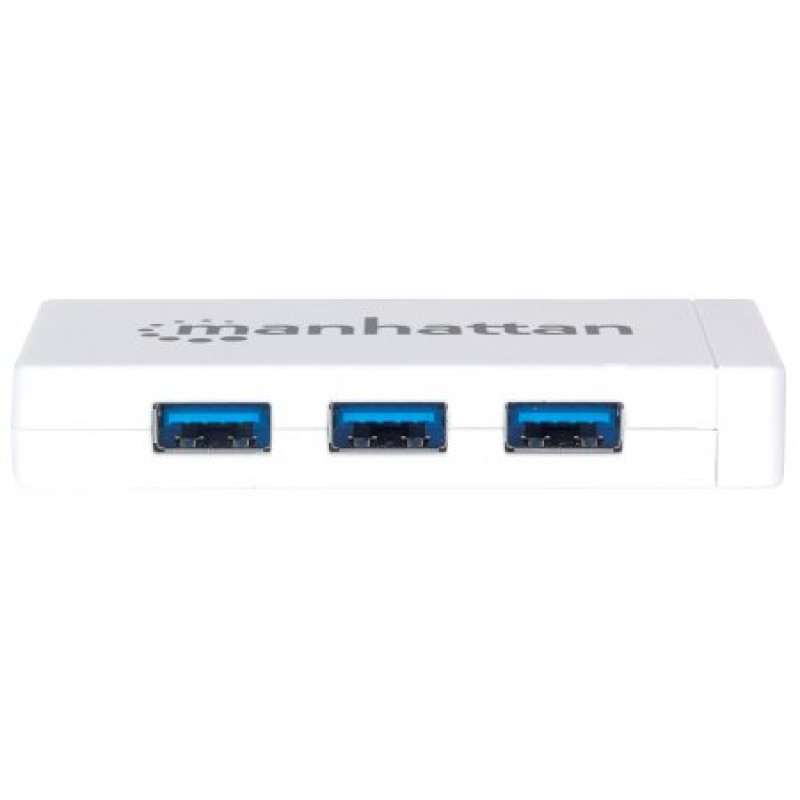 Хаб USB Manhattan Pocket Hub 3-port USB3.0 + RJ45 Gigabit Ethernet, білий