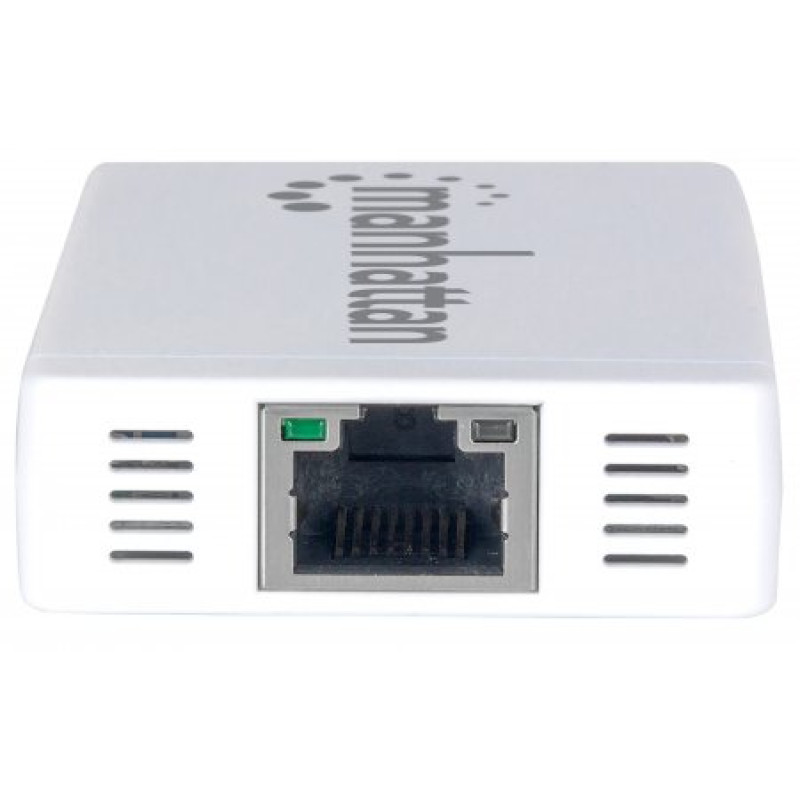 Хаб USB Manhattan Pocket Hub 3-port USB3.0 + RJ45 Gigabit Ethernet, білий