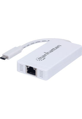 Хаб USB Manhattan Type-C Hub 3-port USB3.0 + RJ45 Gigabit Ethernet, білий