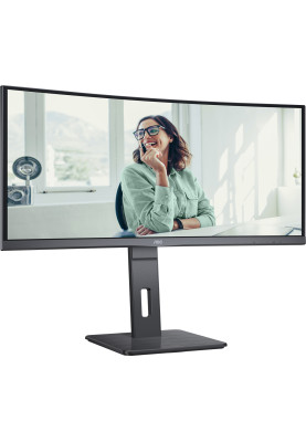 TFT 34" AOC CU34P3CV, WQHD,VA, 100Hz, вигнутий, HDMI, DP, USB-С, RJ-45, USB-hub, HAS, кол, чорний