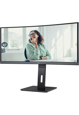 TFT 34" AOC CU34P3CV, WQHD,VA, 100Hz, вигнутий, HDMI, DP, USB-С, RJ-45, USB-hub, HAS, кол, чорний