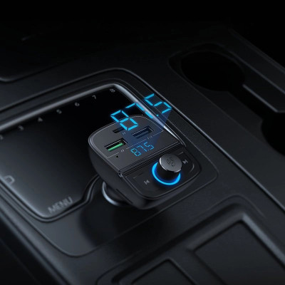 Автозарядка 3xUSB 31,5W (USB-C+2xUSB-A) BT Transmitter + TF Чорна (CD229) UGREEN