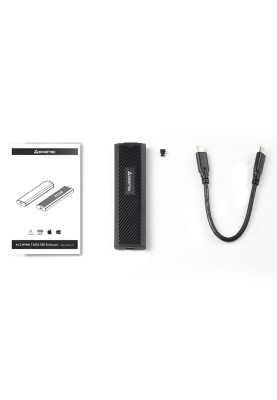 Корпус для M.2 NVME/SATA SSD CHIEFTEC CEB-M2C-TLE, aluminium,USB 3.2 Gen2 Type-C, Black, RETAIL