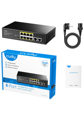 Комутатор Cudy FS1010P, 8 портовий 10/100M PoE+ Switch with 2 Uplink Ports 120W