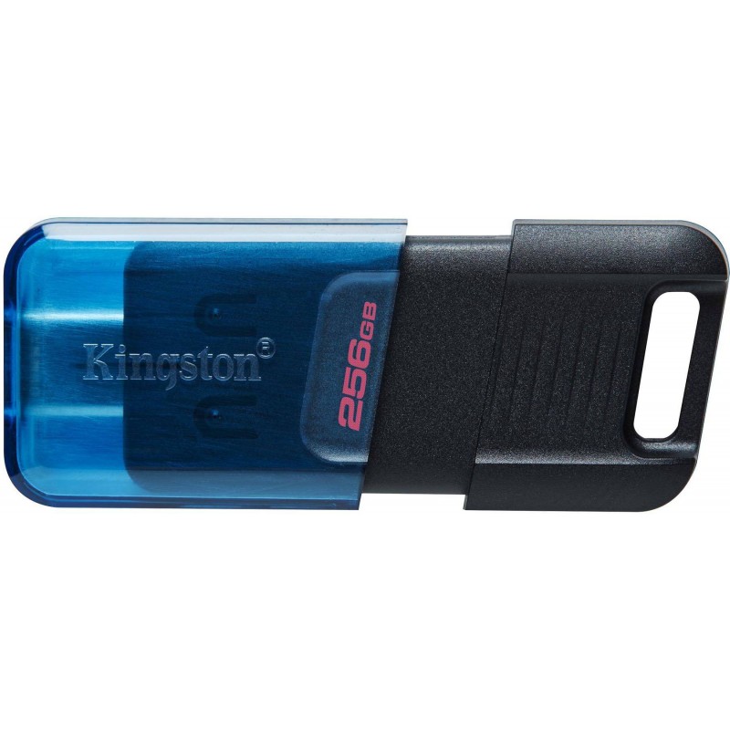 Пам'ять USB Flash Kingston 256GB USB 3.2 Data Traveler 80M Type-C Black/Blue, Retail
