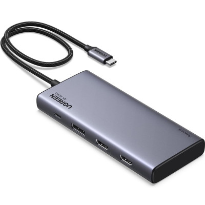 Хаб USB 3.2 Type-C -> 2хUSB-A 3.2/2хUSB-C 3.2/ 2xHDMI DP 4K60Гц/ 100W PD CM639 Ugreen