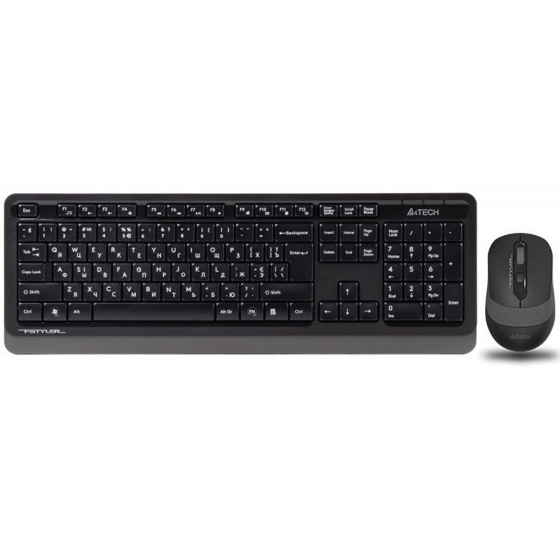 Комплект A4-Tech FG1010, USB, бездротовий, чорно-сірий
