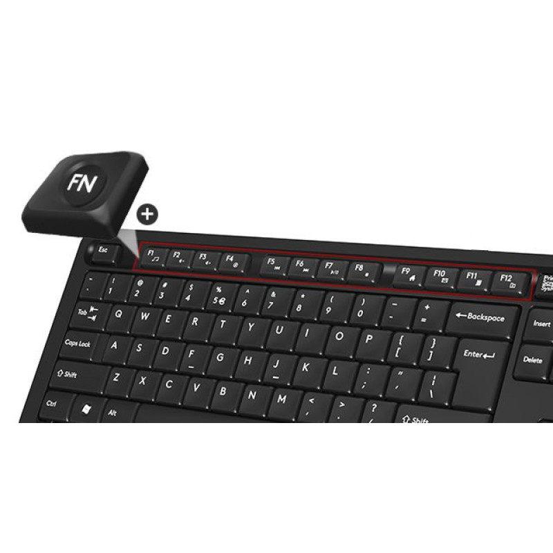 Комплект A4-Tech FG1010, USB, бездротовий, чорно-сірий