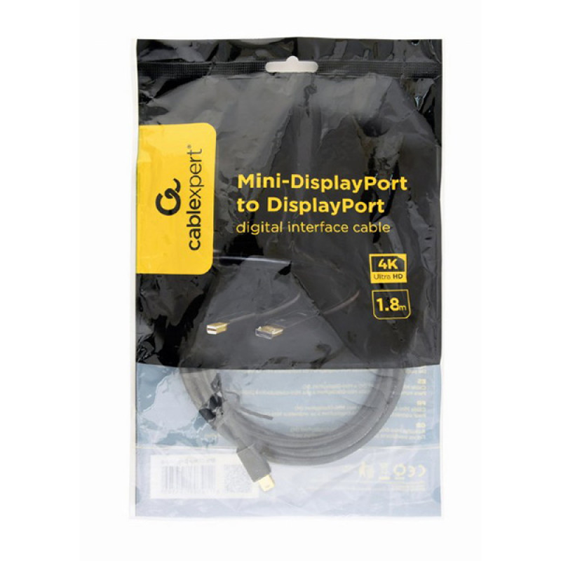 Кабель mini DisplayPort - DisplayPort M/M, 1.8 м, 4К 30Гц Cablexpert
