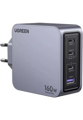 Зарядний пристрій 4xUSB 160W (3xUSB-C + USB-A) Gan Nexode Pro сірий X763 Ugreen