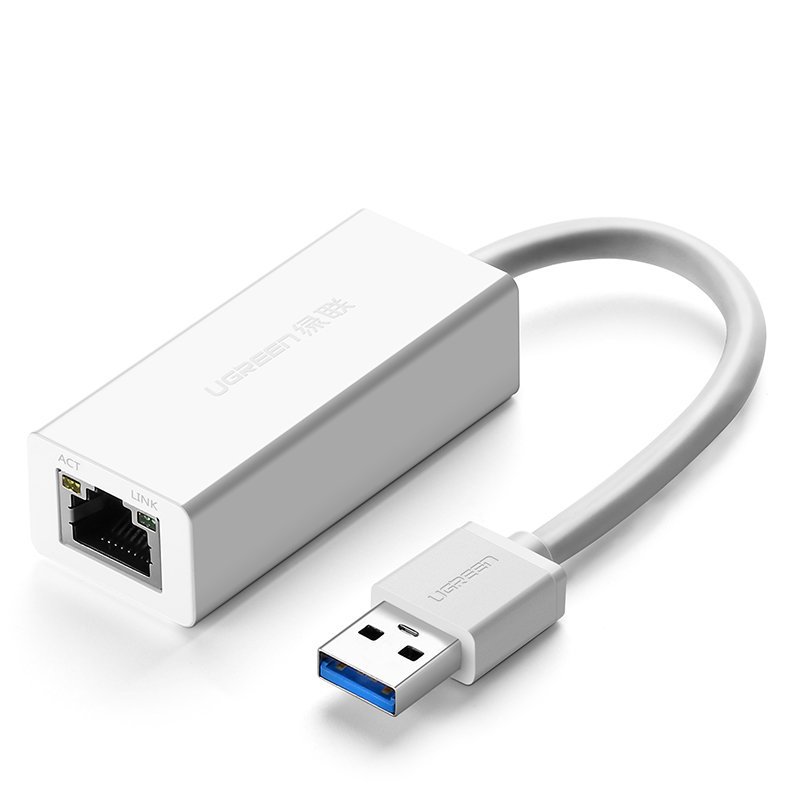 Перехідник USB 3.0 --> Ethernet RJ45 1000Mb CR111 білий UGREEN