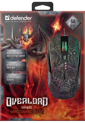 Мишка Defender OverLord GM-890, 6кн., 3200dpi, підсвітка
