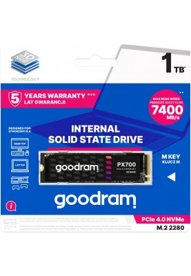 SSD 1Tb GoodRAM PX700 M.2 2280 PCIe NVMe Gen 4x4 3D NAND, Retail