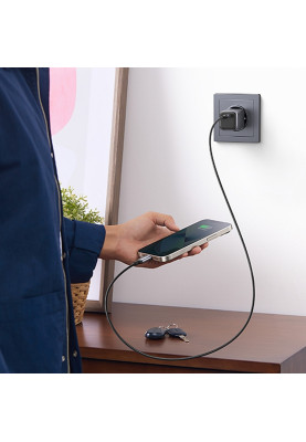 Зарядний пристрій 1xUSB 30W (USB-C) Gan PD Nexode Mini + PD cable Сірий CD319 Ugreen