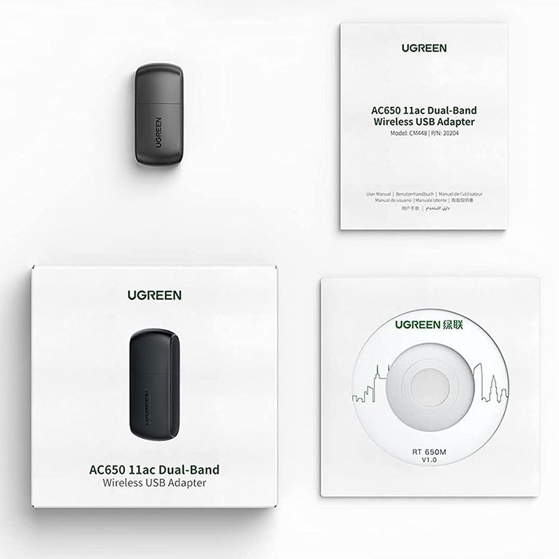 Адаптер WiFi UGREEN AC650 11ac Dual-Band USB 2.0 (CM448)