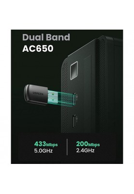 Адаптер WiFi UGREEN AC650 11ac Dual-Band USB 2.0 (CM448)