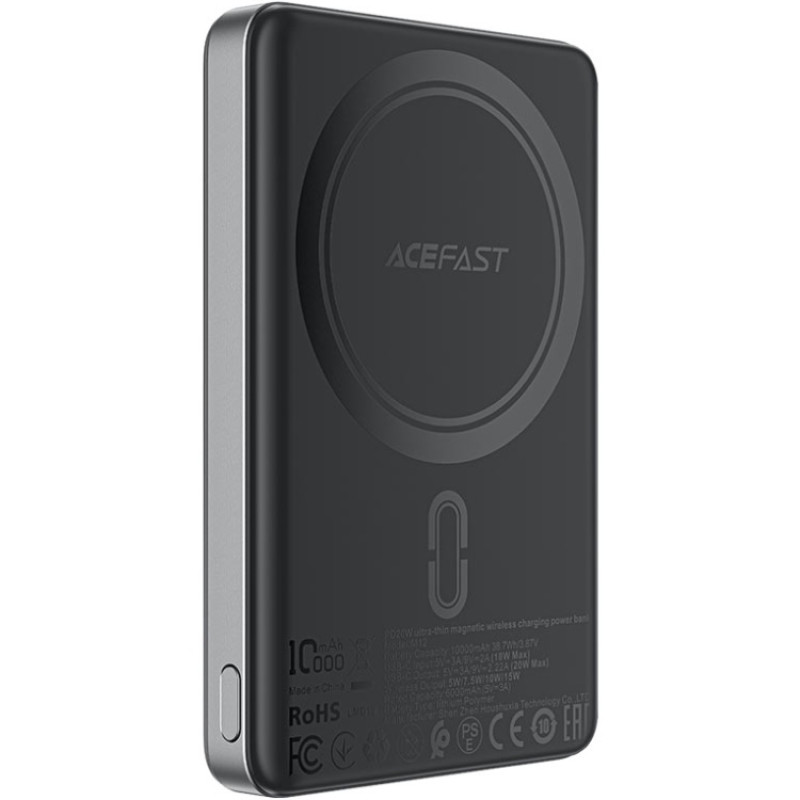 УМБ Acefast Magnetic Wireless 10000mAh 20W  PD,QC 3.0, QI 15W M12 Black