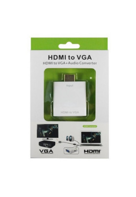 Перехідник HDMI M -> VGA F (з аудіо інтерфейсом) білий RTL