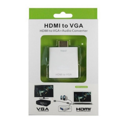 Перехідник HDMI M -> VGA F (з аудіо інтерфейсом) білий RTL