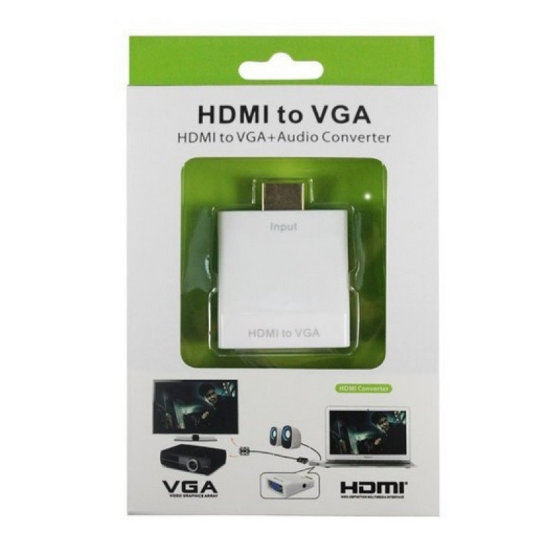 Перехідник HDMI M -> VGA F (з аудіо інтерфейсом) білий RTL