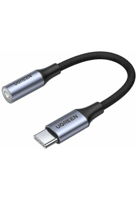 Адаптер для навушників USB-C to 3.5mm M/F 10sm AV161 UGREEN Сірий