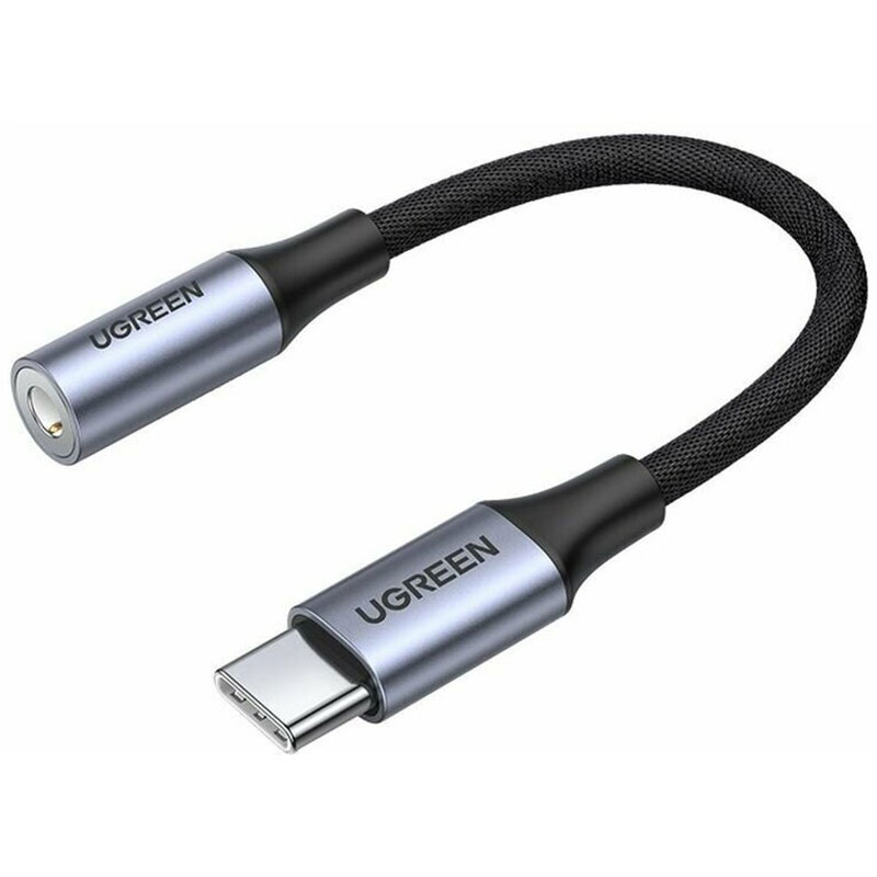 Адаптер для навушників USB-C to 3.5mm M/F 10sm AV161 UGREEN Сірий