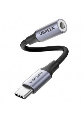 Адаптер для навушників USB-C to 3.5mm M/F 10sm AV161 UGREEN Сірий