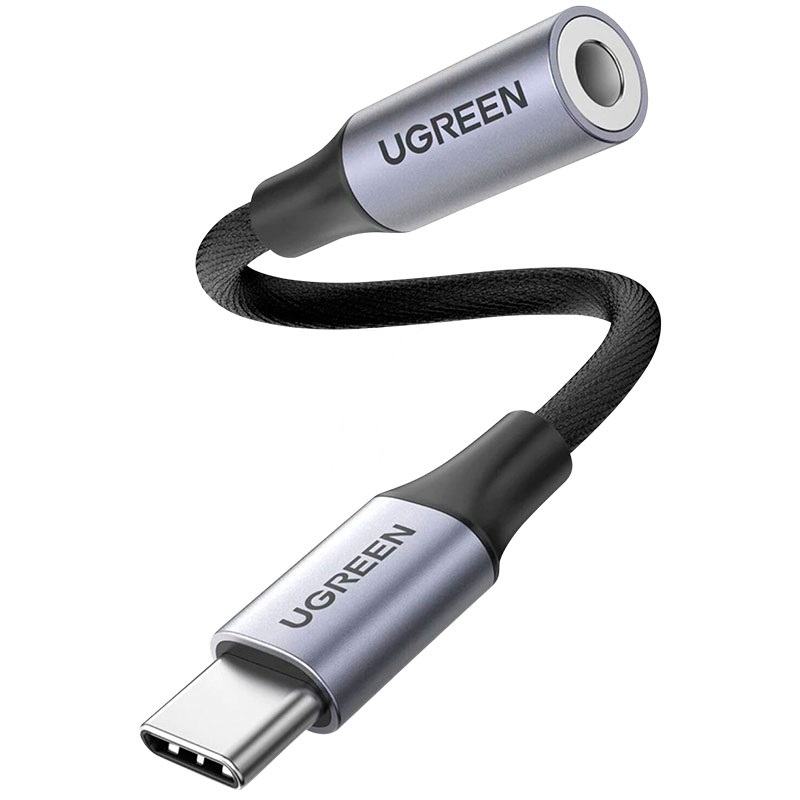 Адаптер для навушників USB-C to 3.5mm M/F 10sm AV161 UGREEN Сірий