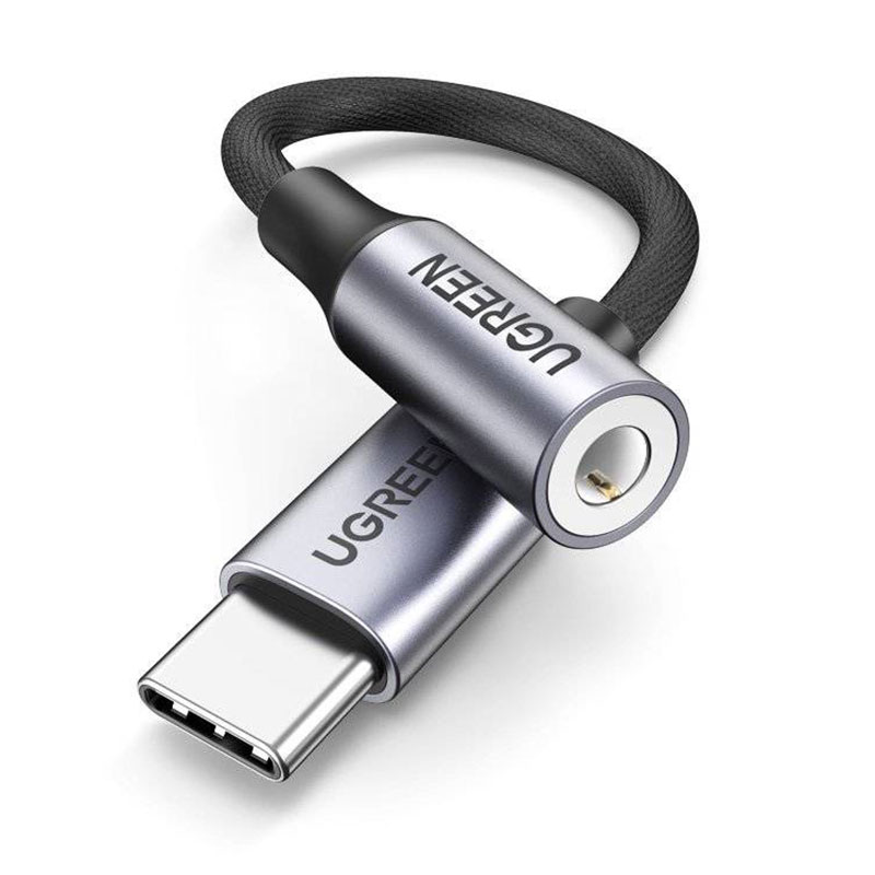 Адаптер для навушників USB-C to 3.5mm M/F 10sm AV161 UGREEN Сірий