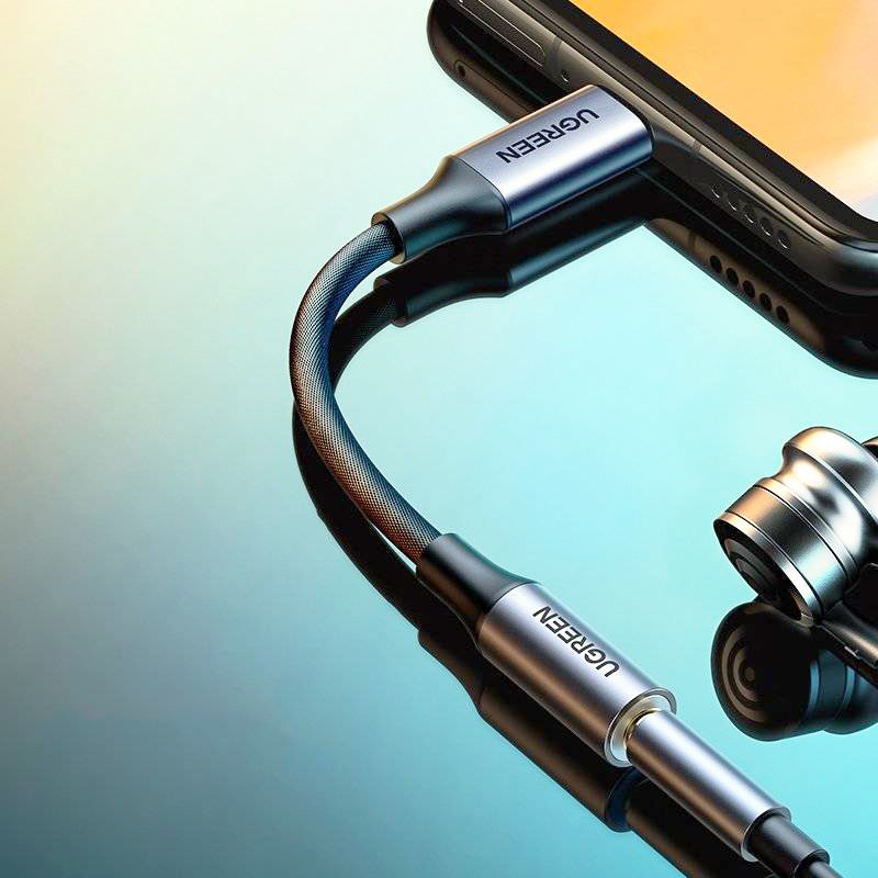 Адаптер для навушників USB-C to 3.5mm M/F 10sm AV161 UGREEN Сірий