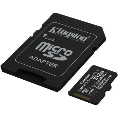 Memory card microSDXC 512GB Kingston Canvas Select Plus Gen3 C10 A1, Retail + adapter