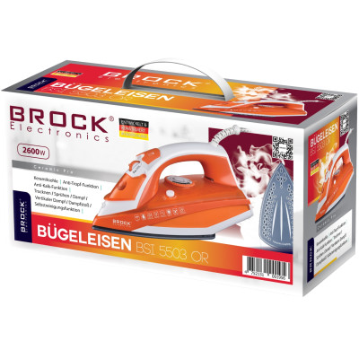 Праска BROCK BSI 5503 OR 2600Вт/ 320 мл/ кераміка/ ''Крапля-стоп''/автовимкнення/ оранжевий