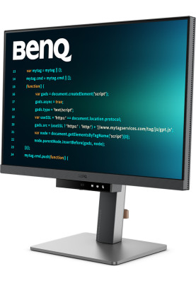 TFT 24.1" BenQ RD240Q, WQXGA, 16:10, USB-C, HDMI, DP, HAS, Pivot, колонки, темно-сірий
