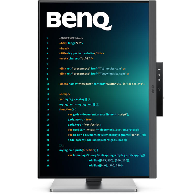 TFT 24.1" BenQ RD240Q, WQXGA, 16:10, HDMI, DP, USB-C, HAS, Pivot, колонки, темно-сірий