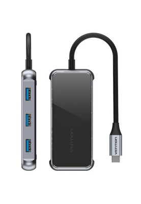 Док-станція USB3.1 Type-C --> HDMI 4K60Hz/USB 3.0х3/RJ45/PD 87W 6-in-1 Mirrored Surface Vention