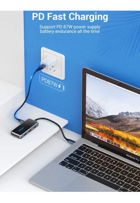 Док-станція USB3.1 Type-C --> HDMI 4K60Hz/USB 3.0х3/RJ45/PD 87W 6-in-1 Mirrored Surface Vention