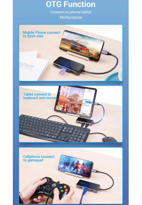 Док-станція USB3.1 Type-C --> HDMI 4K60Hz/USB 3.0х3/RJ45/PD 87W 6-in-1 Mirrored Surface Vention